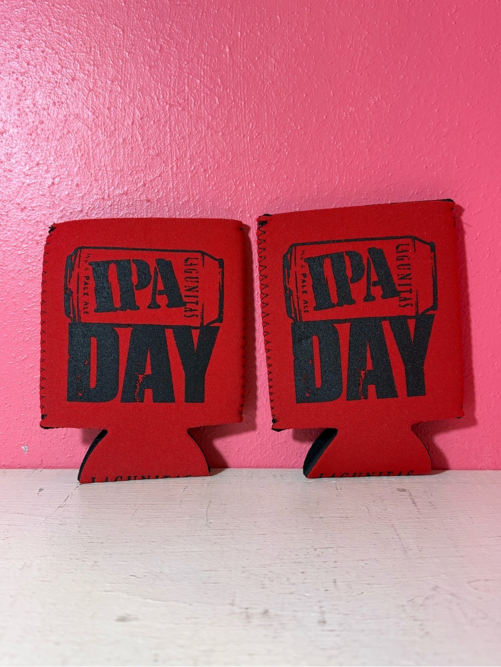 Lagunitas Set of 2 IPA Day Red Can Cooler Koozie Collectible Bar Kitchen Pair 2p